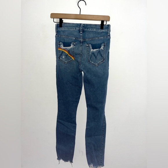 MOTHER High Waisted Looker Ankle Chew Rainbow Jeans in Learning To Hula Size 24 - Picture 10 of 14